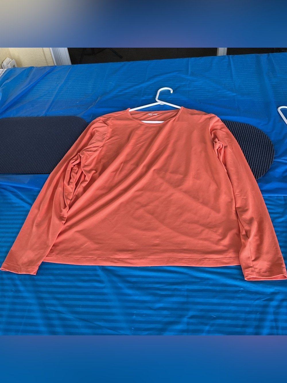 Lands' End Coral Orange Scoop Neck Swim UV Top